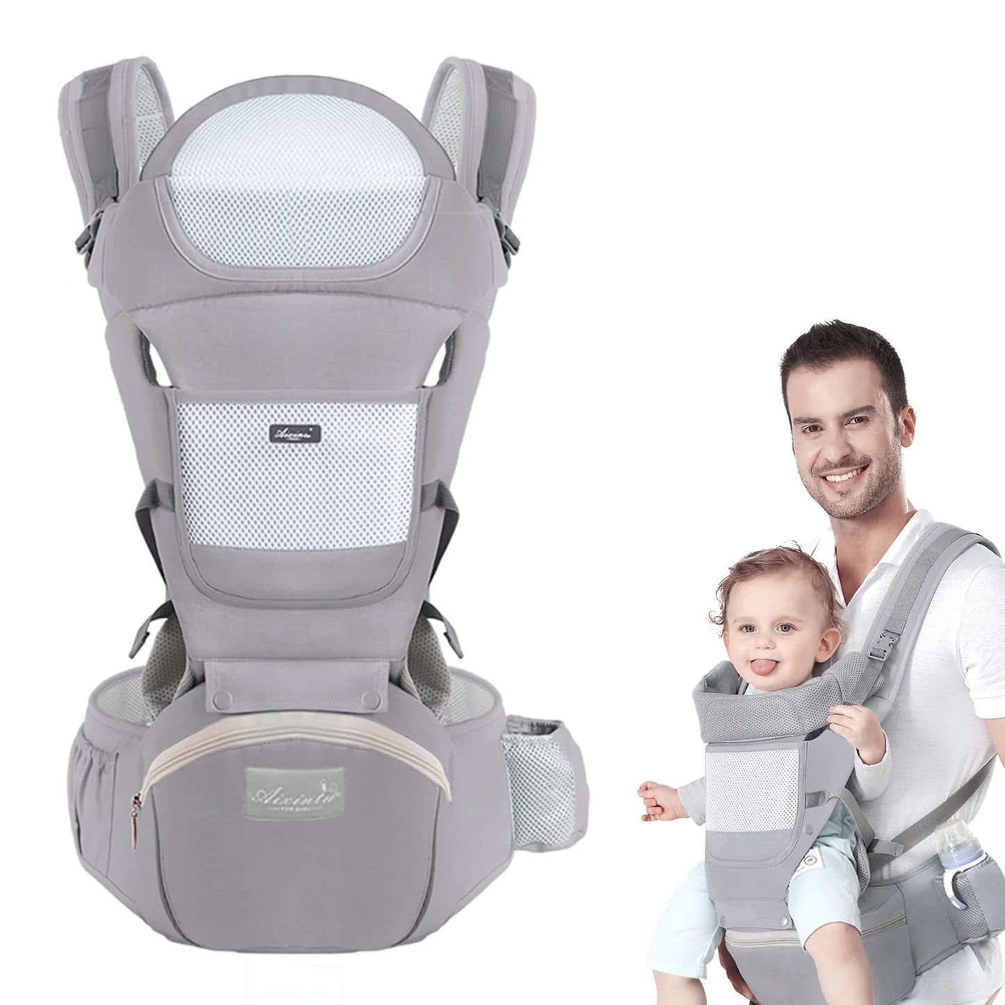 Ergonomic multifuntional hip seat baby carrier